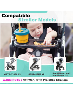 Bandeja de bocadillos UPPAbaby gris con portavasos y tazón 2