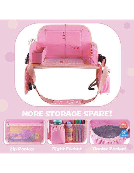 Bandeja de Viaje para Niños MENZOKE Rosa con Soporte para Tableta