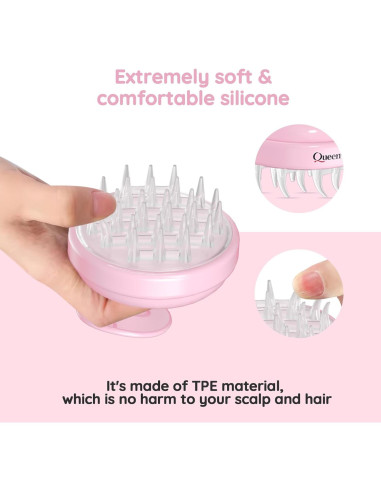 Masajeador de cuero cabelludo Queenwill rosa 2 modos vibración