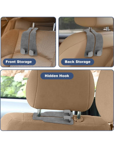 Ganchos para Coche Cobee Reposacabezas 4PCS Doble Gancho 15kg 2