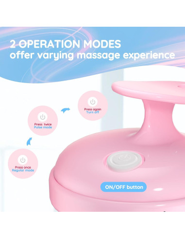 Masajeador de cuero cabelludo Queenwill rosa 2 modos vibración