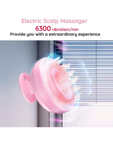 Masajeador de cuero cabelludo Queenwill rosa 2 modos vibración