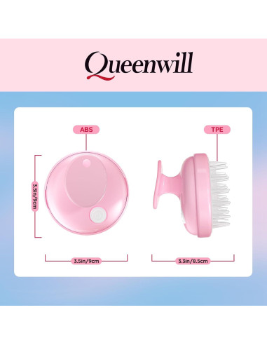 Masajeador de cuero cabelludo Queenwill rosa 2 modos vibración
