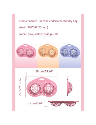 Bolsa de Lavado para Sujetadores LINLIJIA Silicona Rosa 24x38cm