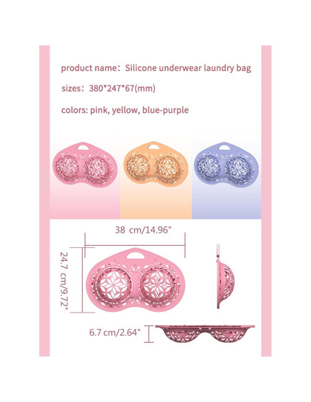 Bolsa de Lavado para Sujetadores LINLIJIA Silicona Rosa 24x38cm