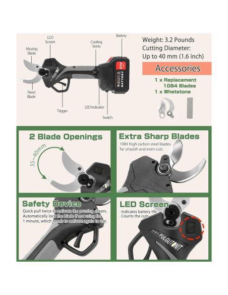 Kit de Podadora Eléctrica Fulgutonit con Motosierra y Baterías