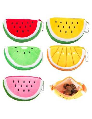 5 Monederos de Peluche Sandía Portátiles para Mujeres