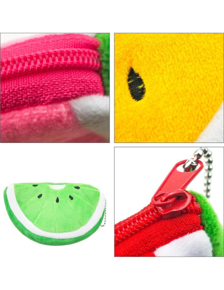 5 Monederos de Peluche Sandía Portátiles para Mujeres