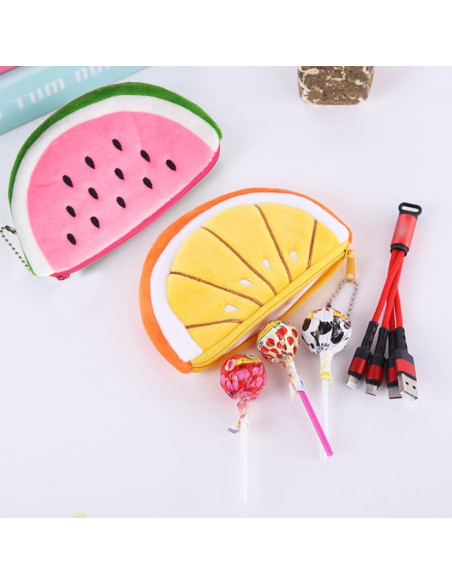 5 Monederos de Peluche Sandía Portátiles para Mujeres