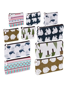 Koogel 10 Paquetes Bolsas de Lápiz y Maquillaje Lienzo