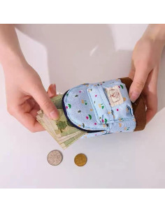 Mochila Mini Azul Llavero Tangseajiao con Diseño Floral 2