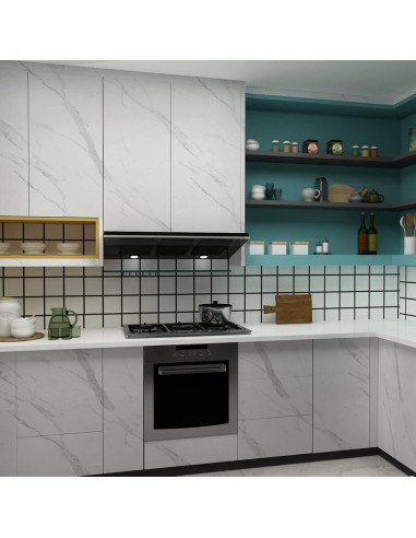 Papel Contacto Autoadhesivo Mármol Blanco Holomey 121.92x500.58 cm