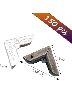 150PCS Protectores de Esquinas de Metal HanyHere - 50 Dorados, 50 Plateados, 50 Bronce 2
