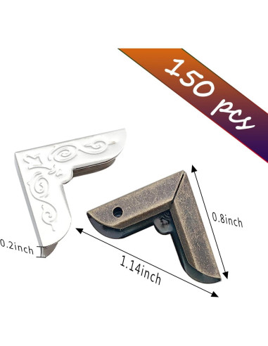 150PCS Protectores de Esquinas de Metal HanyHere - 50 Dorados, 50 Plateados, 50 Bronce