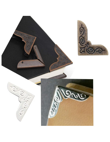 150PCS Protectores de Esquinas de Metal HanyHere - 50 Dorados, 50 Plateados, 50 Bronce