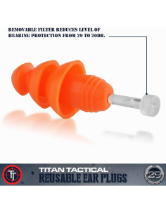 Tapones de oído Titan Tactical 29NRR con filtro removible 2