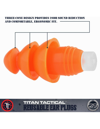 Tapones de oído Titan Tactical 29NRR con filtro removible
