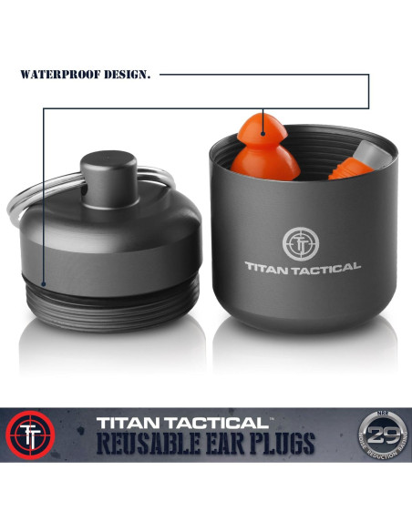 Tapones de oído Titan Tactical 29NRR con filtro removible