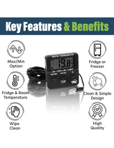 Termómetro Digital de Refrigerador Thermometer World con Alarma 2