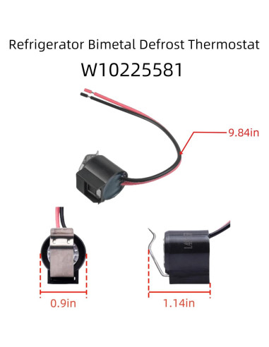 Termostato de Descongelación Bimetálico W10225581 para Refrigerador