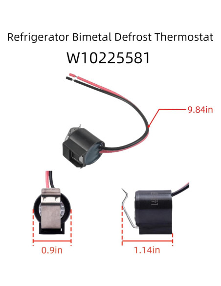 Termostato de Descongelación Bimetálico W10225581 para Refrigerador