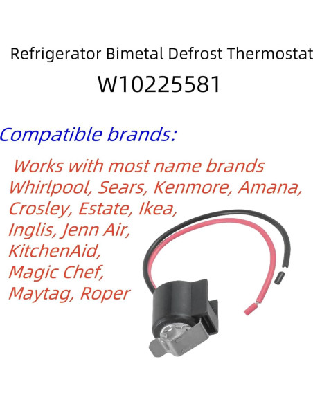 Termostato de Descongelación Bimetálico W10225581 para Refrigerador