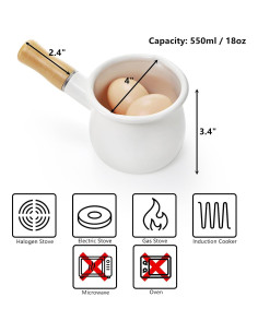 Olla de Leche DEAYOU 0.6L Esmalte Antiadherente con Mango Madera 2