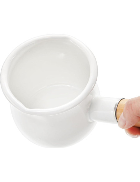 Olla de Leche DEAYOU 0.6L Esmalte Antiadherente con Mango Madera