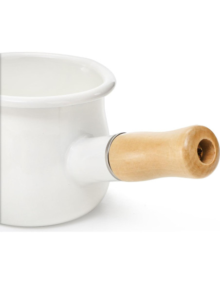 Olla de Leche DEAYOU 0.6L Esmalte Antiadherente con Mango Madera