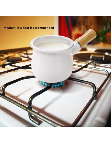 Olla de Leche DEAYOU 0.6L Esmalte Antiadherente con Mango Madera