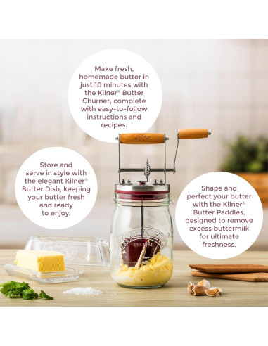 Batidor de Mantequilla Manual Kilner 34 oz - Rápido y Fácil