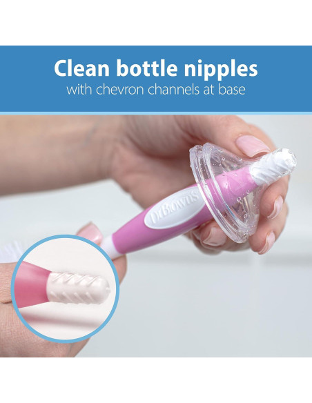 Cepillo para Biberones y Pezones Dr. Brown - 2 Unidades Rosa