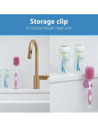 Cepillo para Biberones y Pezones Dr. Brown - 2 Unidades Rosa