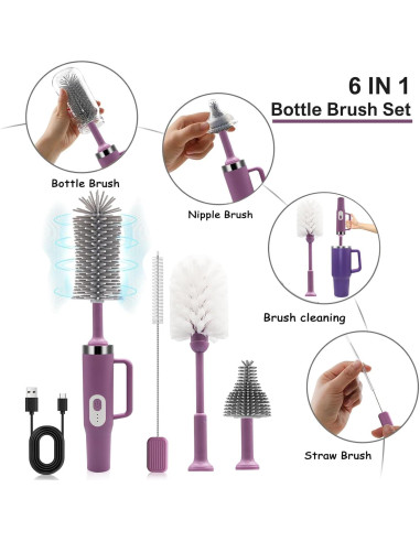 Kit Limpiador Eléctrico 4 en 1 Keoshiga - Cepillos para Botellas