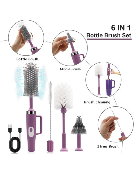 Kit Limpiador Eléctrico 4 en 1 Keoshiga - Cepillos para Botellas