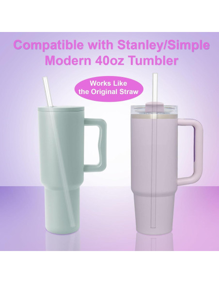 Popotes Reutilizables Transparentes 12.2" para Taza Stanley