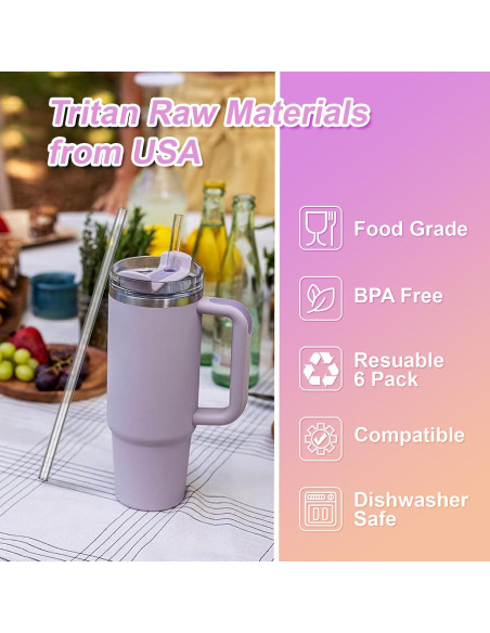 Popotes Reutilizables Transparentes 12.2" para Taza Stanley