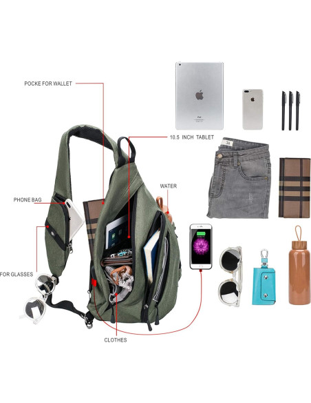 Bolsa de hombro TurnWay 2023 a prueba de agua con USB