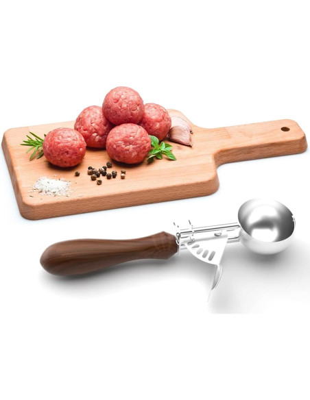 Cucharón de Helado Hafan de Acero Inoxidable 304 con Mango de Madera