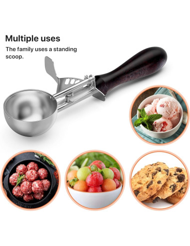 Cucharón de Helado Hafan de Acero Inoxidable 304 con Mango de Madera