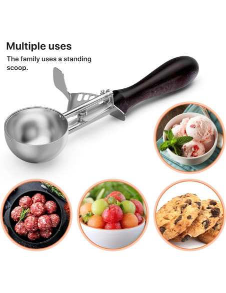 Cucharón de Helado Hafan de Acero Inoxidable 304 con Mango de Madera
