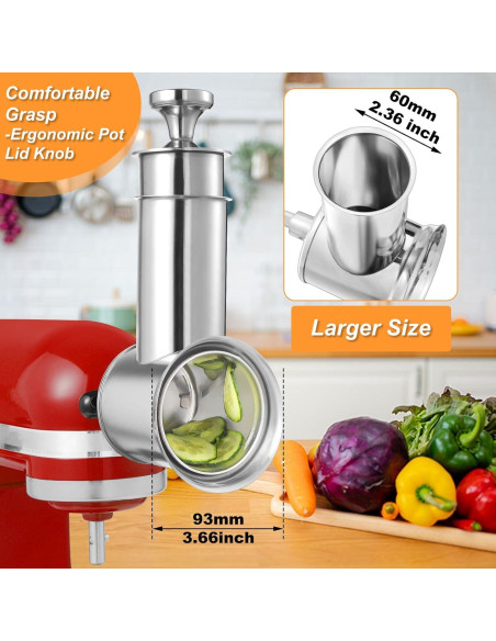 Cortador y Rallador Acero Inoxidable KINGEAGLE para KitchenAid