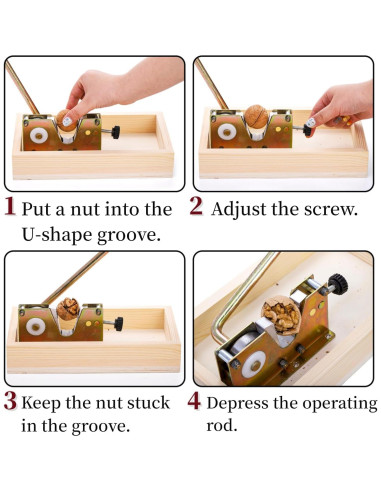 Cascanueces Manual Pumtus con Base de Madera y 4 Tenedores