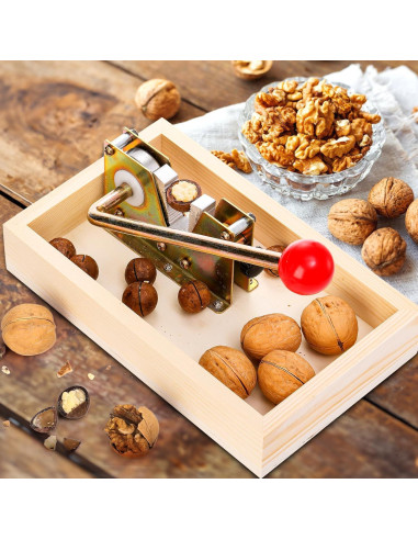 Cascanueces Manual Pumtus con Base de Madera y 4 Tenedores