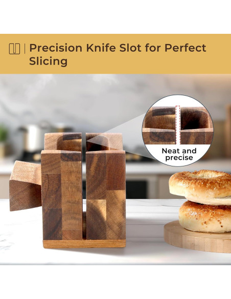 Cortador de Bagels de Madera de Acacia Annie & Mia 16 cm