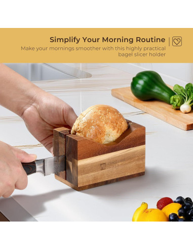 Cortador de Bagels de Madera de Acacia Annie & Mia 16 cm