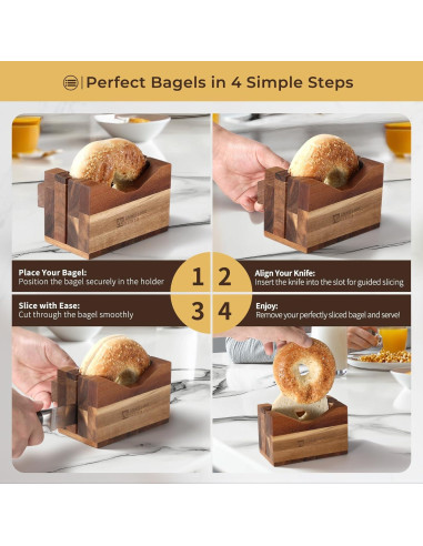 Cortador de Bagels de Madera de Acacia Annie & Mia 16 cm