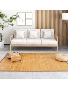 Alfombra de Bambú COSTWAY 1.52m x 2.44m Antideslizante Natural 2