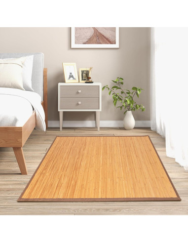 Alfombra de Bambú COSTWAY 1.52m x 2.44m Antideslizante Natural