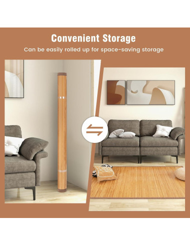 Alfombra de Bambú COSTWAY 1.52m x 2.44m Antideslizante Natural